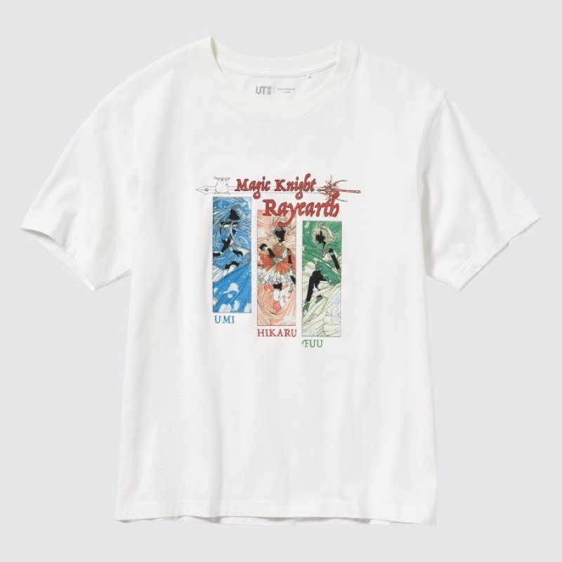 Uniqlo The World of CLAMP UT Short Sleeve T Shirts Dame Hvide | 9961147