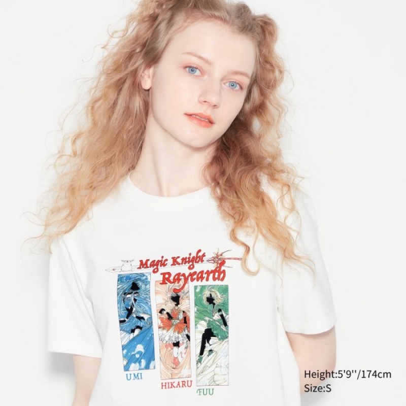 Uniqlo The World of CLAMP UT Short Sleeve T Shirts Dame Hvide | 9961147