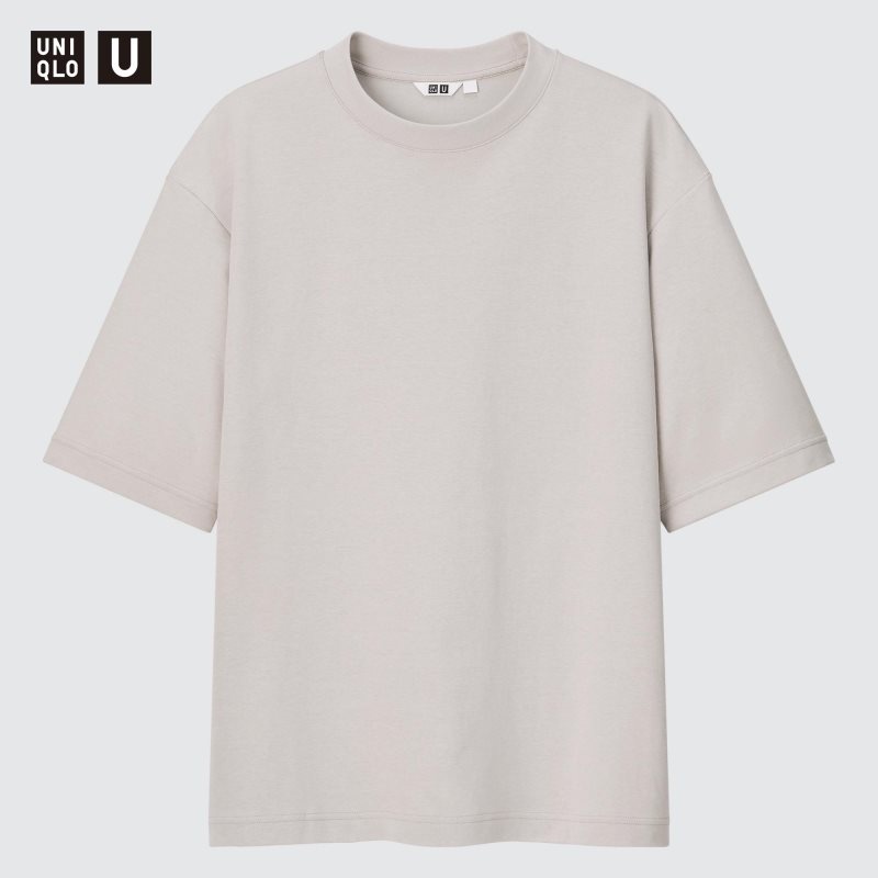 Uniqlo U AIRism Cotton Oversized Crew Neck Half-Sleeve T Shirts Herre Grå | 7979623