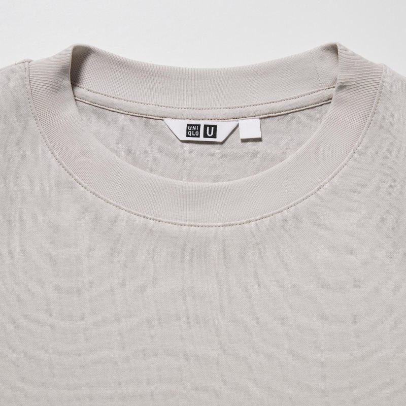 Uniqlo U AIRism Cotton Oversized Crew Neck Half-Sleeve T Shirts Herre Grå | 7979623
