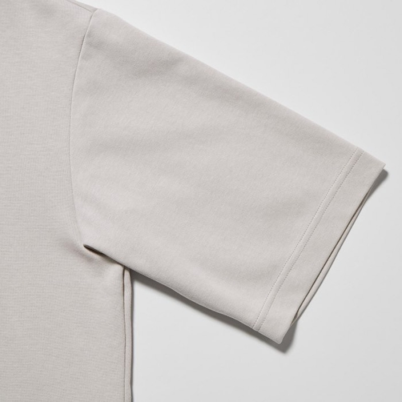 Uniqlo U AIRism Cotton Oversized Crew Neck Half-Sleeve T Shirts Dame Grå | 8291348