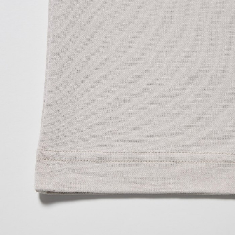 Uniqlo U AIRism Cotton Oversized Crew Neck Half-Sleeve T Shirts Dame Grå | 8291348