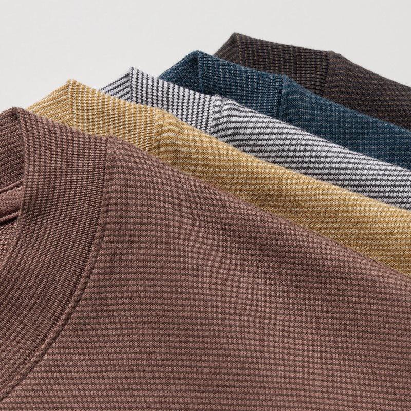 Uniqlo U Airism Cotton Striped Crew Neck Oversized T Shirts Herre Grå | 8542866