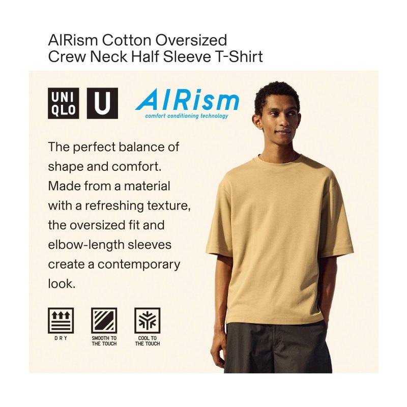 Uniqlo U Airism Cotton Striped Crew Neck Oversized T Shirts Herre Grå | 8542866