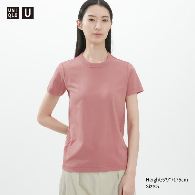 Uniqlo U Crew Neck Short-sleeve T Shirts Dame Lyserød | 2499088