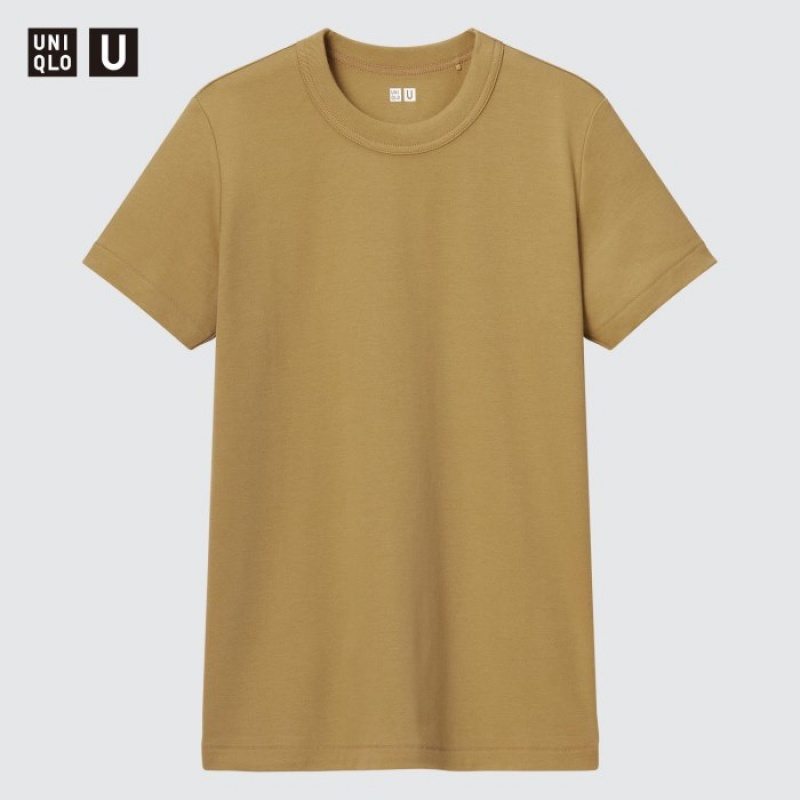 Uniqlo U Crew Neck Short-sleeve T Shirts Dame Gul | 6735489