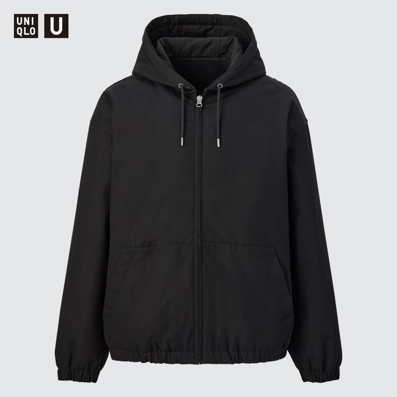 Uniqlo U Zip-up Jakker Herre Sort | 1992156