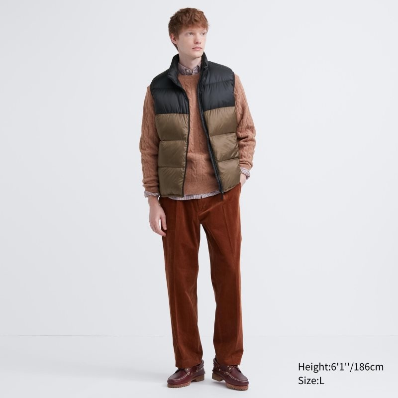 Uniqlo Ultra Light Down Color Block Vest Herre Brune | 8035259