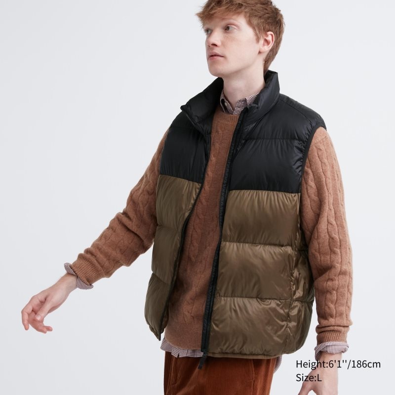 Uniqlo Ultra Light Down Color Block Vest Herre Brune | 8035259