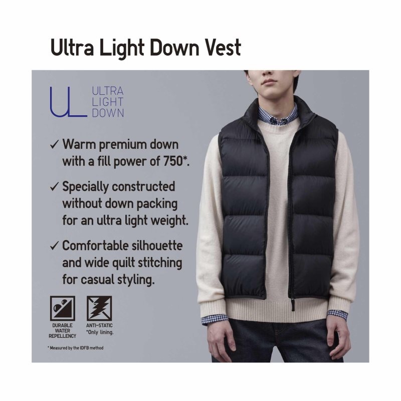 Uniqlo Ultra Light Down Vest Herre Sort | 2861830