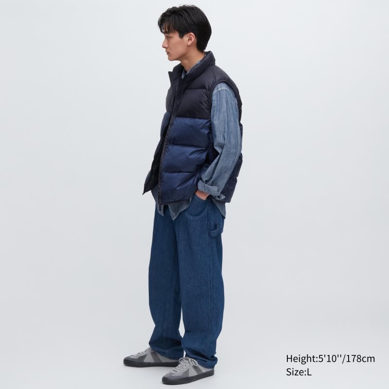 Uniqlo Ultra Light Down Wide Quilt Color Block Vest Herre Brune | 5378670