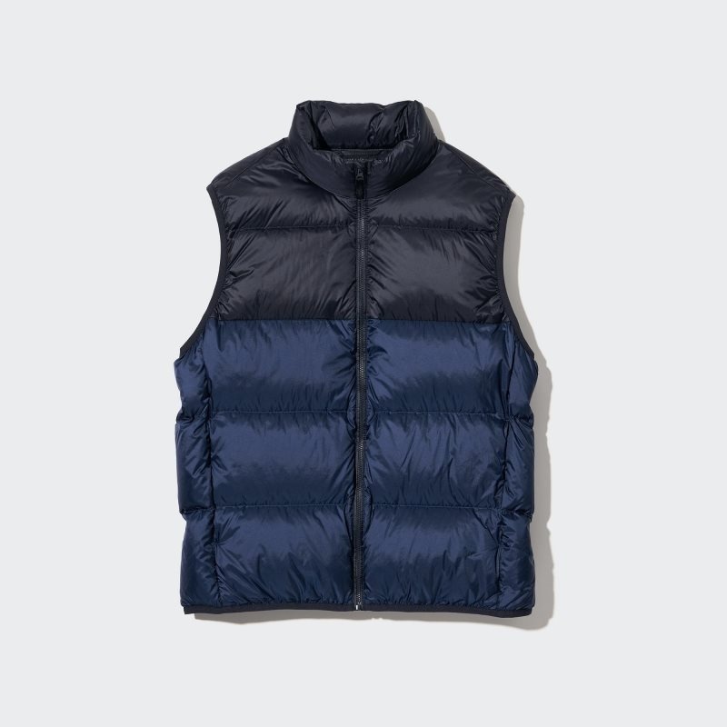 Uniqlo Ultra Light Down Wide Quilt Color Block Vest Herre Brune | 5378670