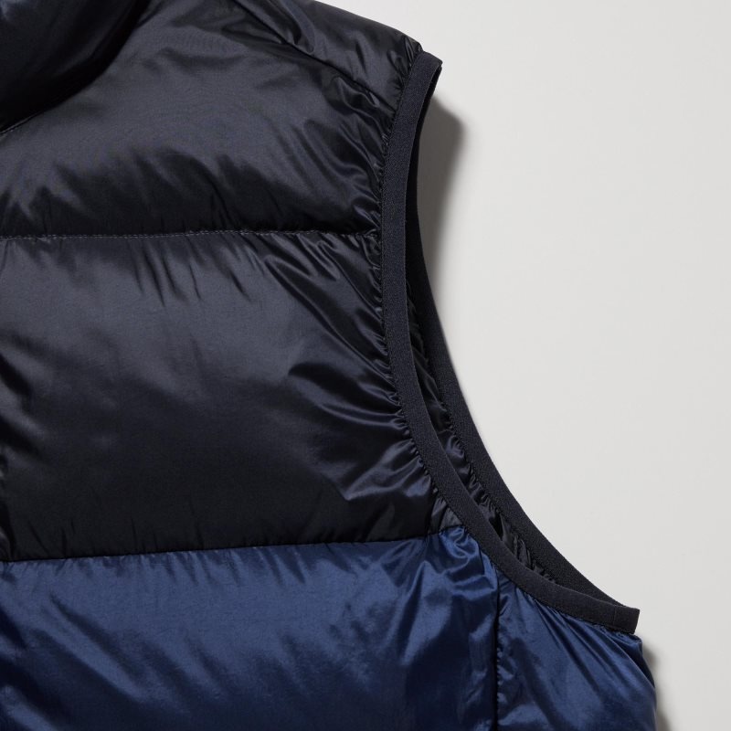Uniqlo Ultra Light Down Wide Quilt Color Block Vest Herre Brune | 5378670