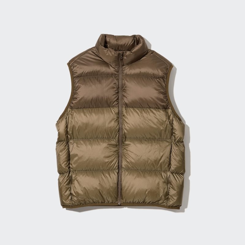 Uniqlo Ultra Light Down Wide Quilt Color Block Vest Herre Brune | 5378670