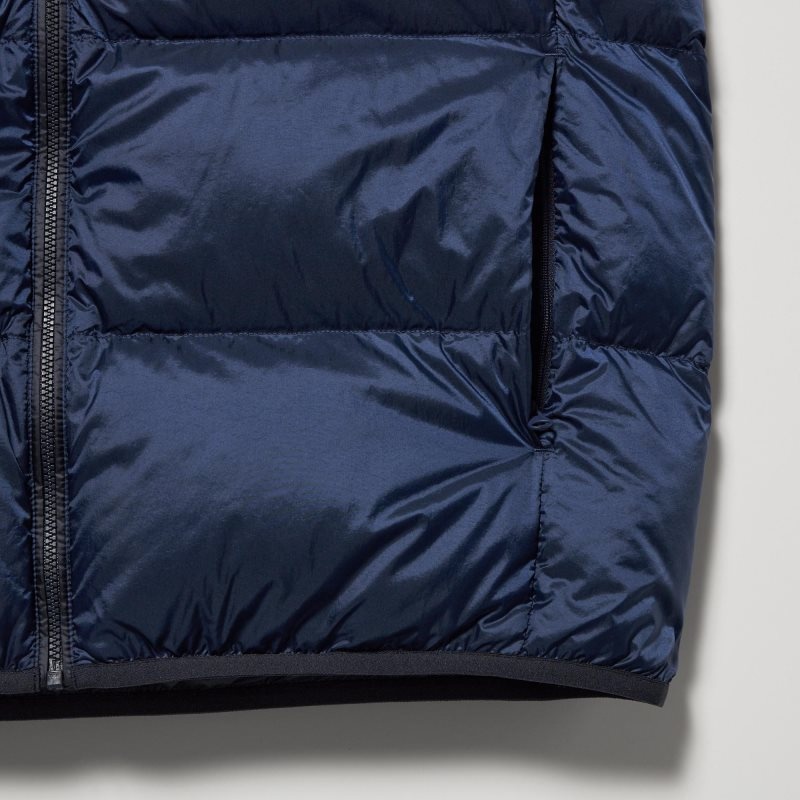 Uniqlo Ultra Light Down Wide Quilt Color Block Vest Herre Mørkeblå | 7750433