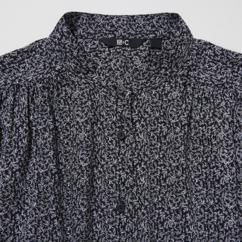 Uniqlo Volume Long-Sleeve Bluse Dame Sort | 1506338