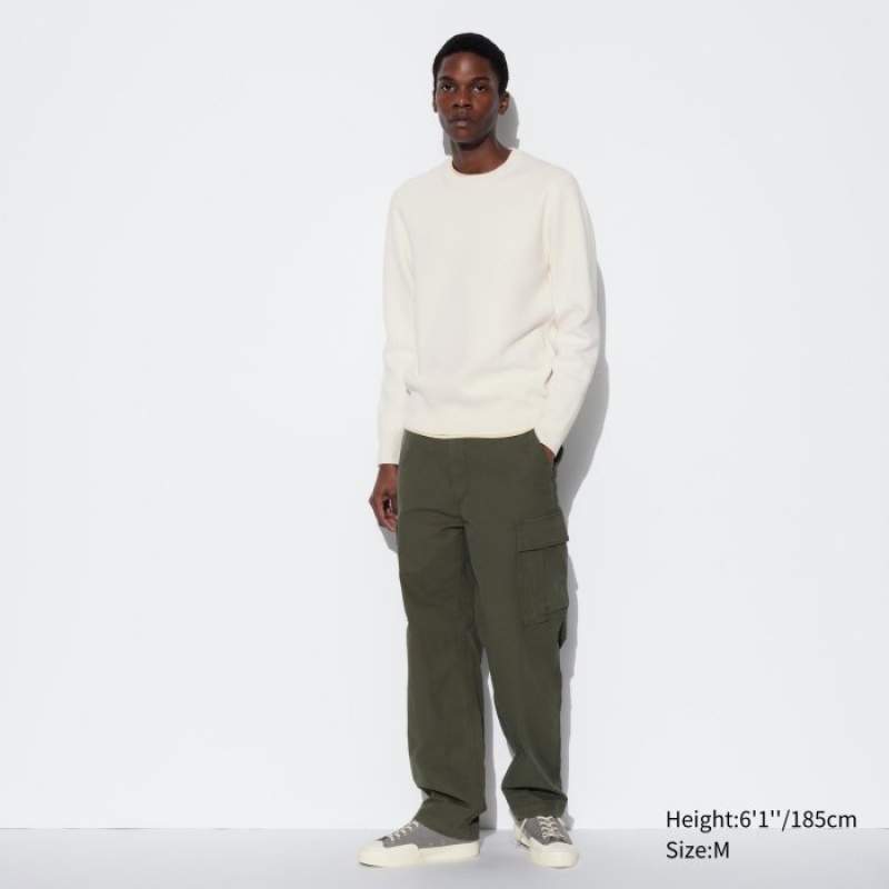 Uniqlo Washable Milano Ribbed Crew Neck Long-Sleeve Trøjer Dame Hvide | 2903403