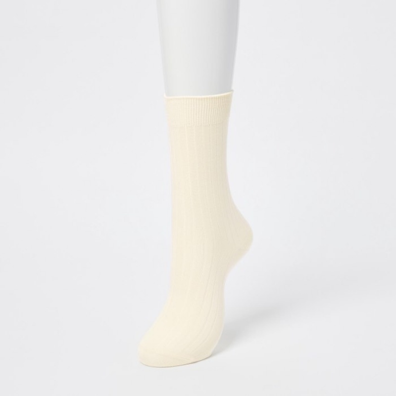 Uniqlo Wide Ribbed (3 Pairs) Sokker Dame Hvide | 1731781