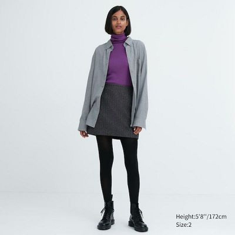 Uniqlo Wool Blend Mini Nederdel Dame Grå | 3146012