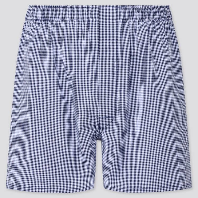 Uniqlo Woven Checked Boxer Undertøj Herre Mørkeblå | 2878813