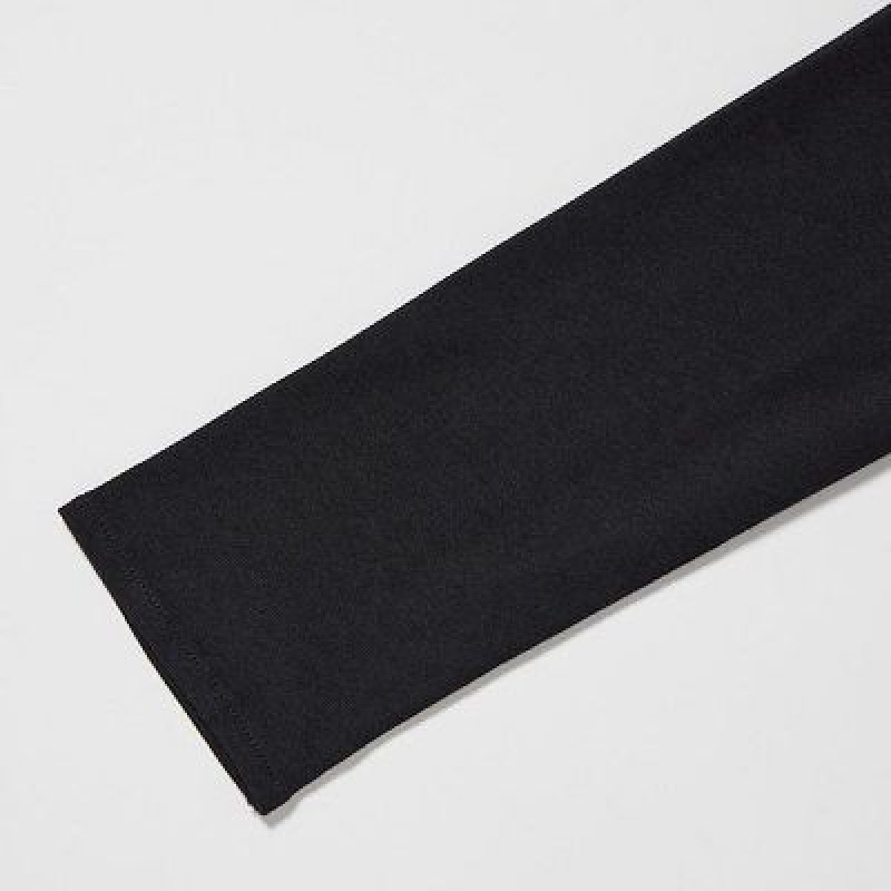 Uniqlo Wrap Long-Sleeve Kjole Dame Sort | 5947015